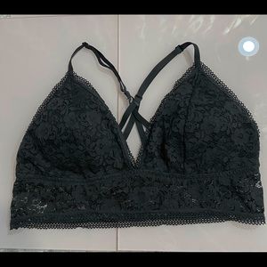 Xhilartion Long Line Black Lace Bralette
